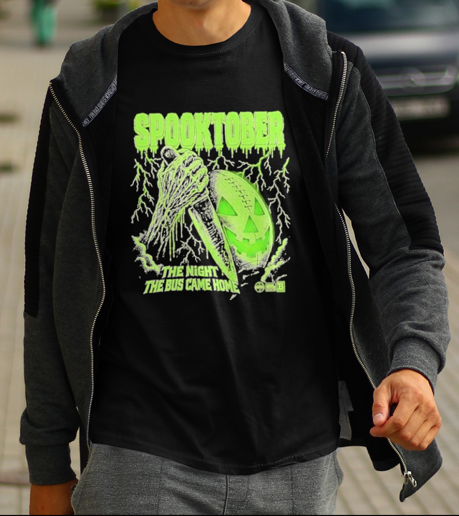 Spooktober The Night The Bus Came Home Halloween Knife Pumpkin Forest T-Shirt