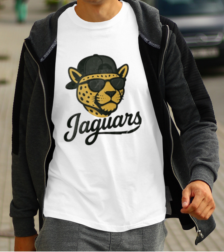 Jacksonville Jaguars Cool Jaguar With Cap And Sunglasses T-Shirt