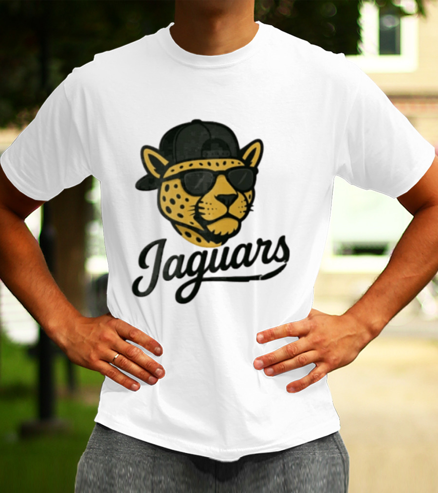 Jacksonville Jaguars Cool Jaguar With Cap And Sunglasses T-Shirt
