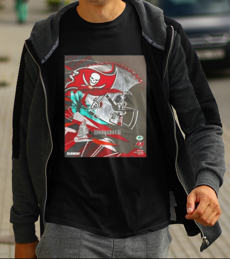 Tampa Bay Buccaneers Vs Green Bay Packers Matchup October 4 2026 Dunkin Promotion T-Shirt