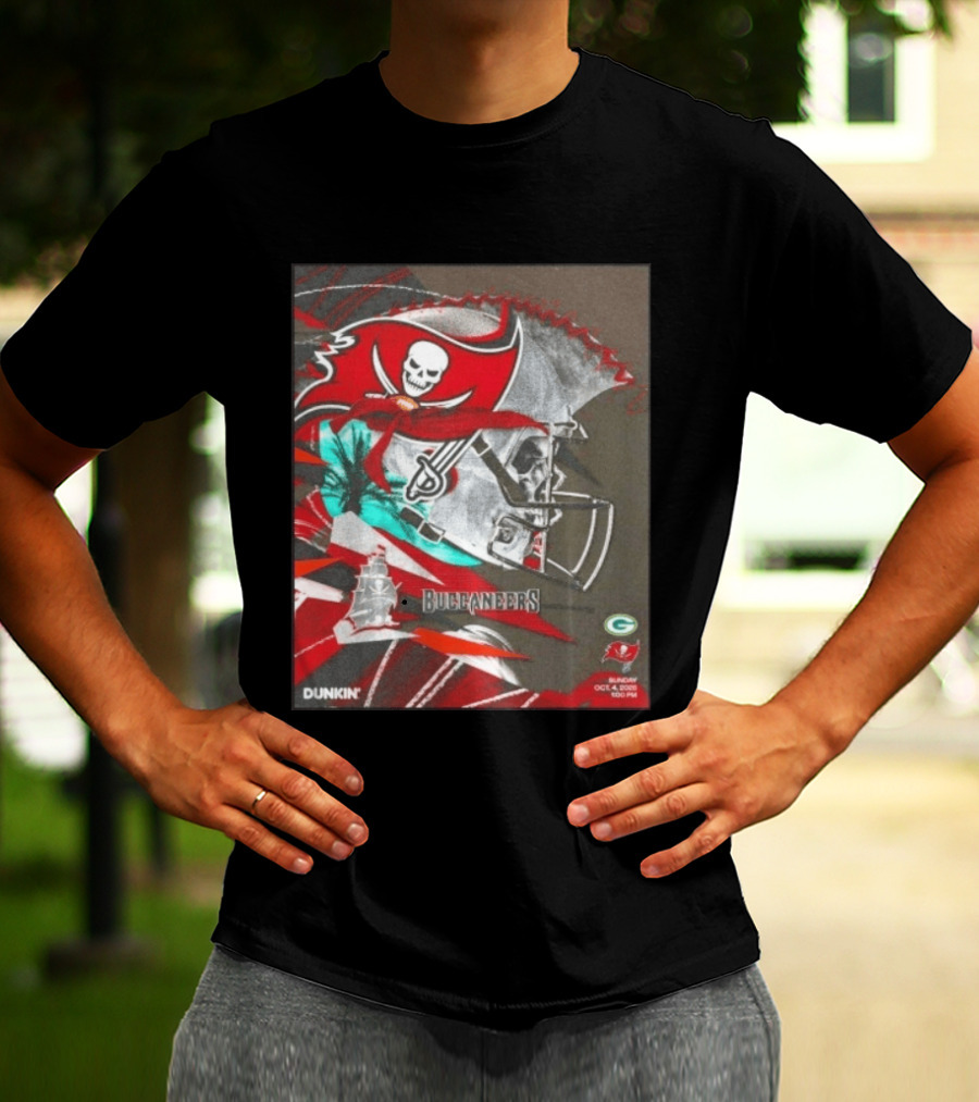 Tampa Bay Buccaneers Vs Green Bay Packers Matchup October 4 2026 Dunkin Promotion T-Shirt