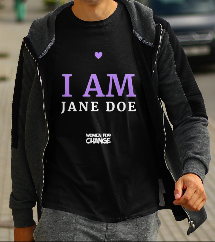I Am Jane Doe Women For Change Empowerment Purple Heart T-Shirt