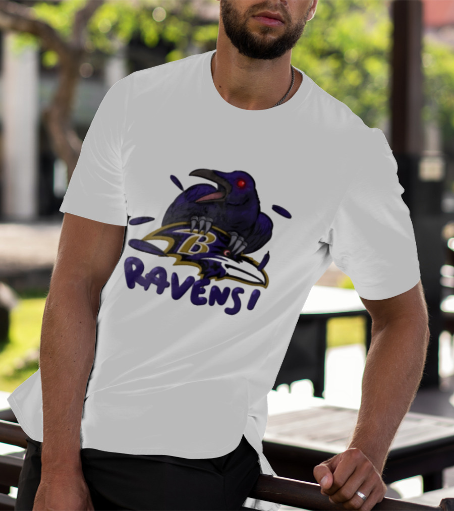Baltimore Ravens Raven Bird Perched On Iconic Logo Ravens T-Shirt