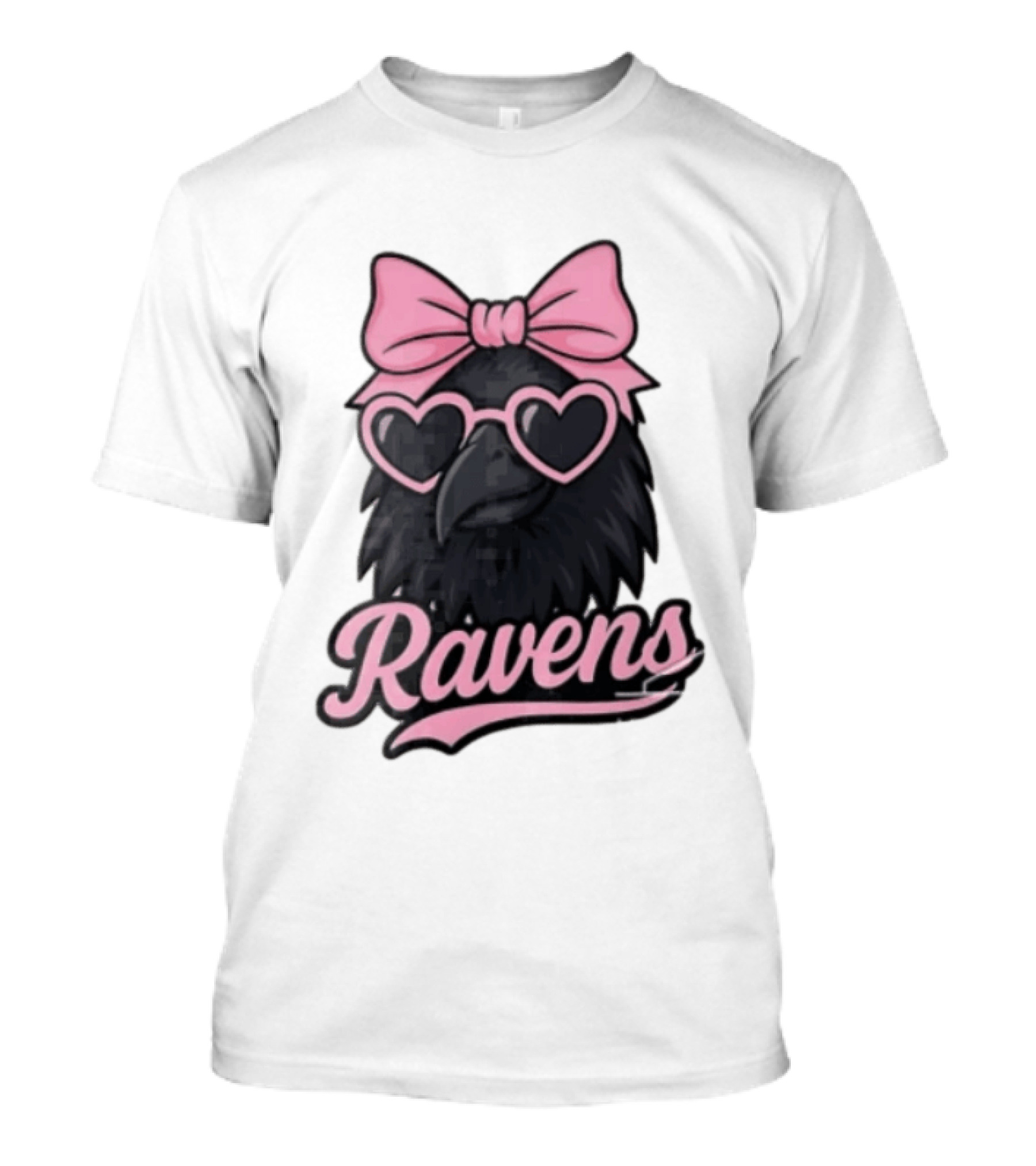Ravens Raven Pink Bow Heart Sunglasses T-Shirt