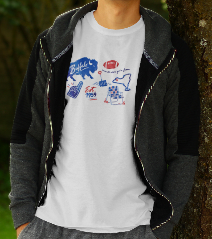 Buffalo Bills Established 1959 Football Shovel Map Chair Icons Where You Are From T-Shirt