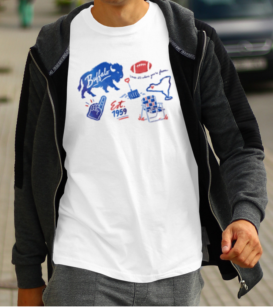 Buffalo Bills Established 1959 Football Shovel Map Chair Icons Where You Are From T-Shirt