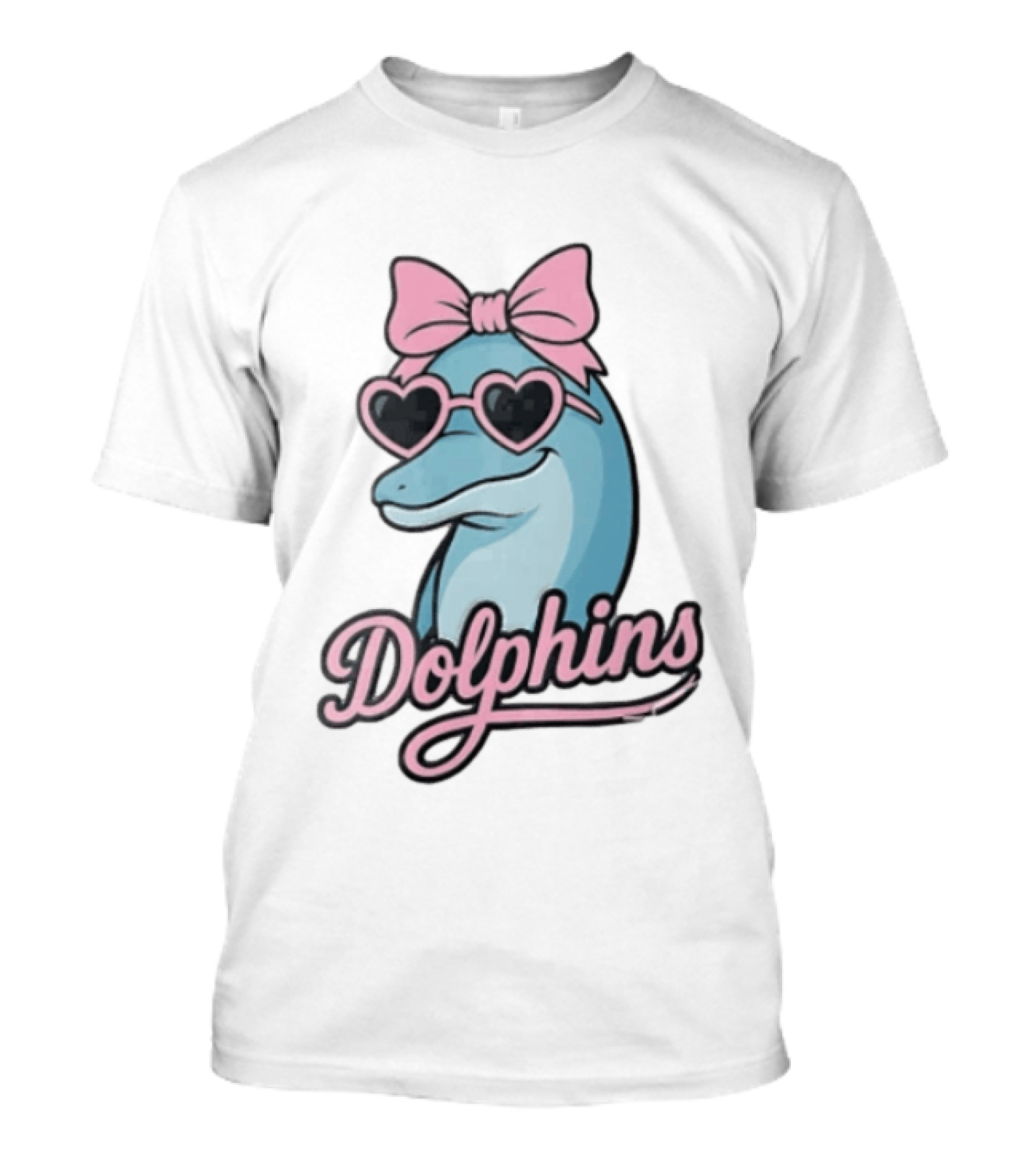 Dolphins Blue Dolphin Pink Bow Heart Sunglasses T-Shirt