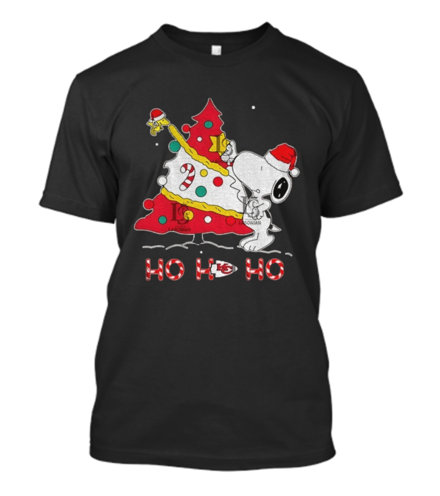 Kansas City Chiefs Snoopy Woodstock Christmas Tree Ho Ho Ho 2026 T-Shirt