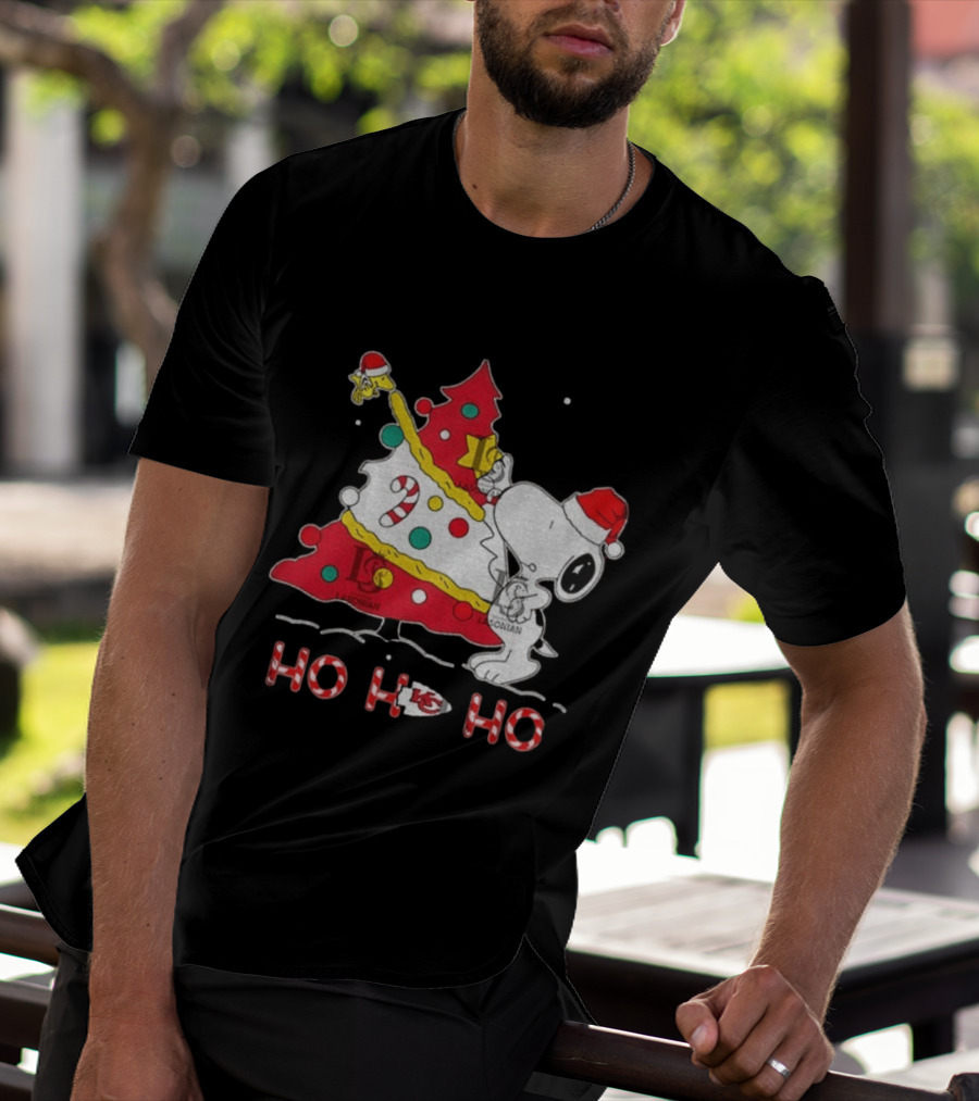 Kansas City Chiefs Snoopy Woodstock Christmas Tree Ho Ho Ho 2026 T-Shirt