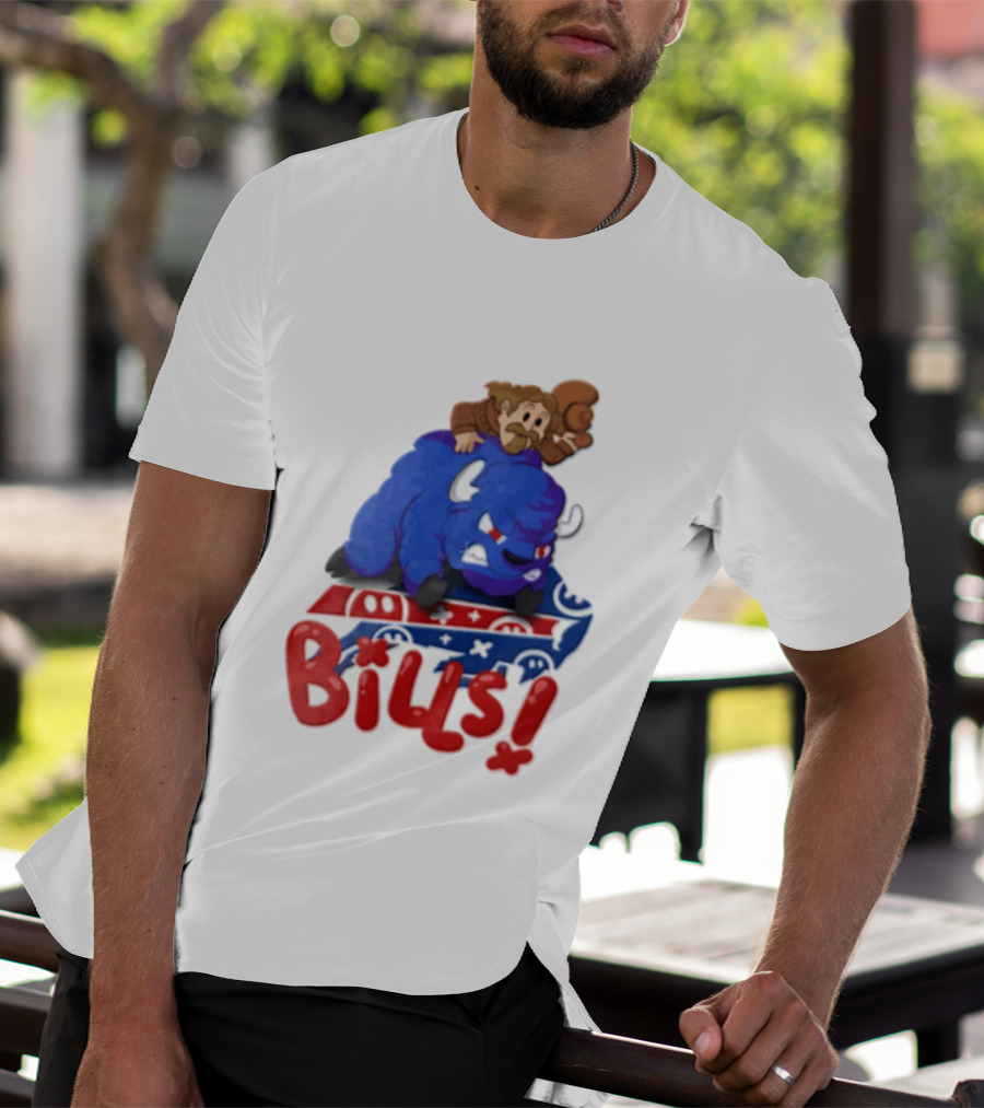 Buffalo Bills Cowboy Riding Angry Blue Bills T-Shirt