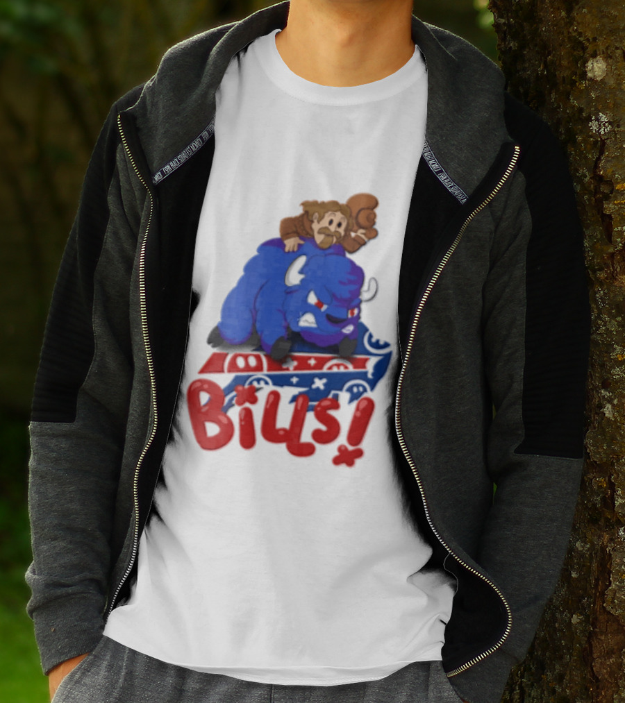 Buffalo Bills Cowboy Riding Angry Blue Bills T-Shirt