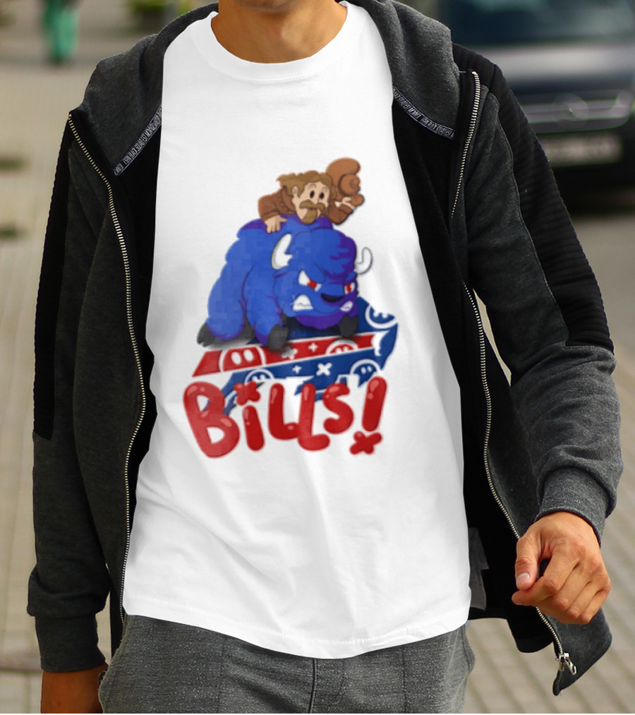 Buffalo Bills Cowboy Riding Angry Blue Bills T-Shirt
