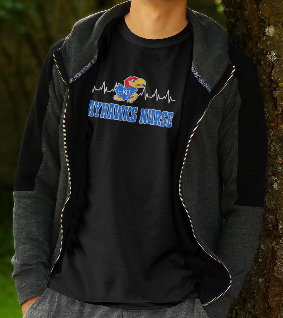 Kansas Jayhawks KU Nurse Heartbeat College Basketball T-Shirt