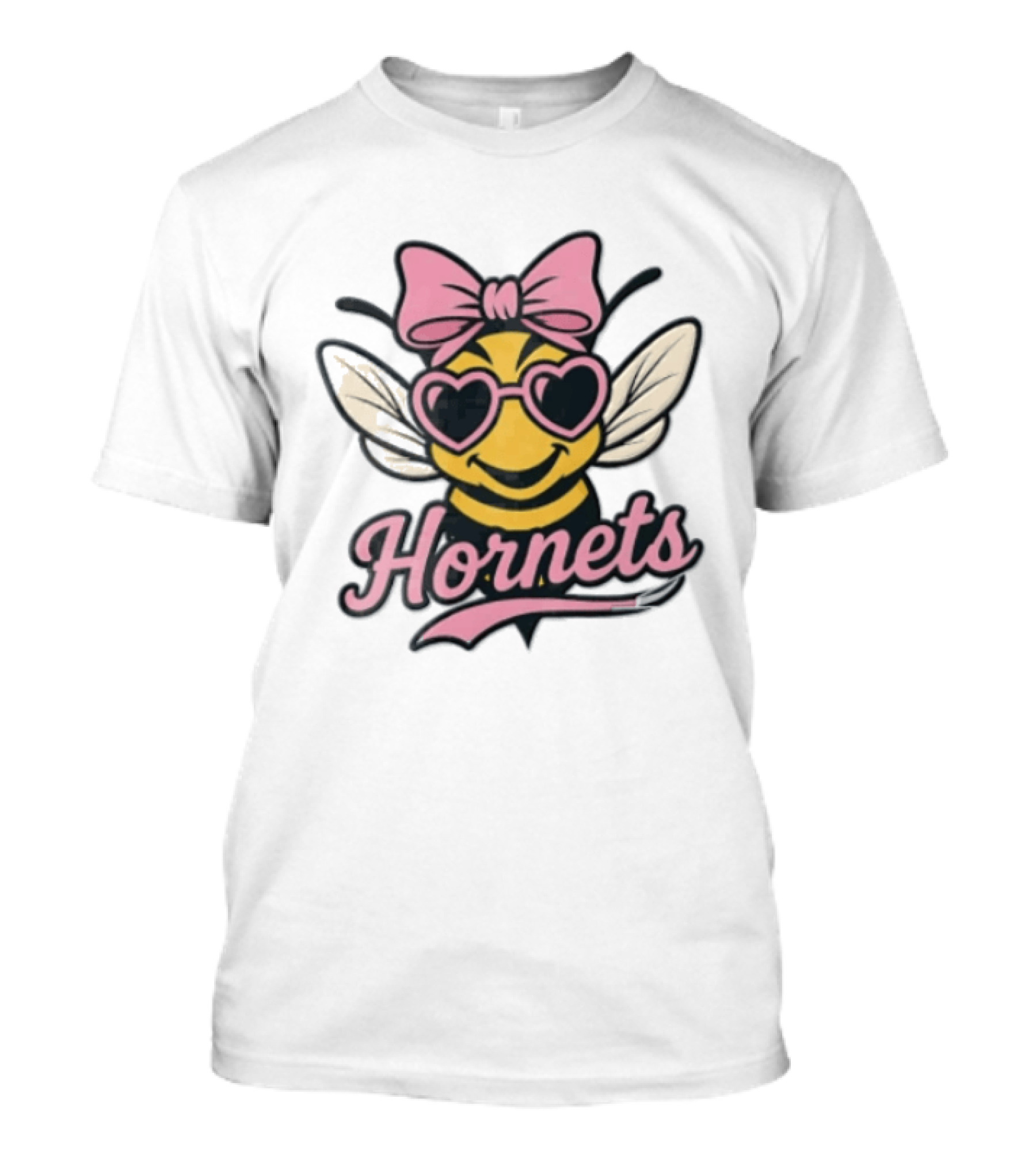Hornets Bee Pink Bow Heart Sunglasses T-Shirt