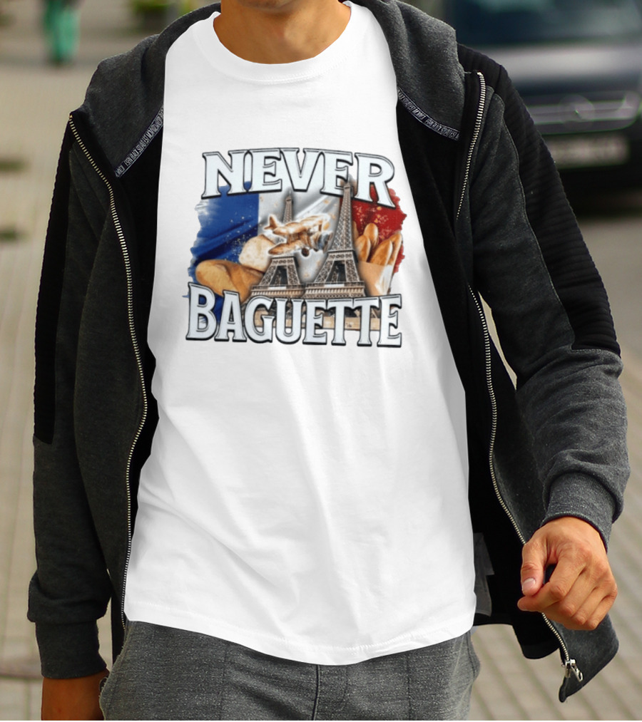 Never Baguette Eiffel Tower Paris France Airplane T-Shirt