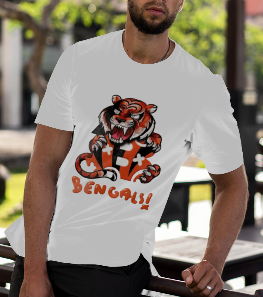Cincinnati Bengals Snarling Tiger Over Bold B T-Shirt