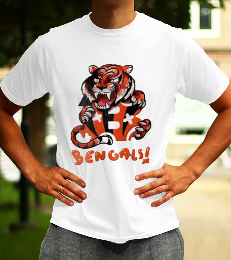 Cincinnati Bengals Snarling Tiger Over Bold B T-Shirt