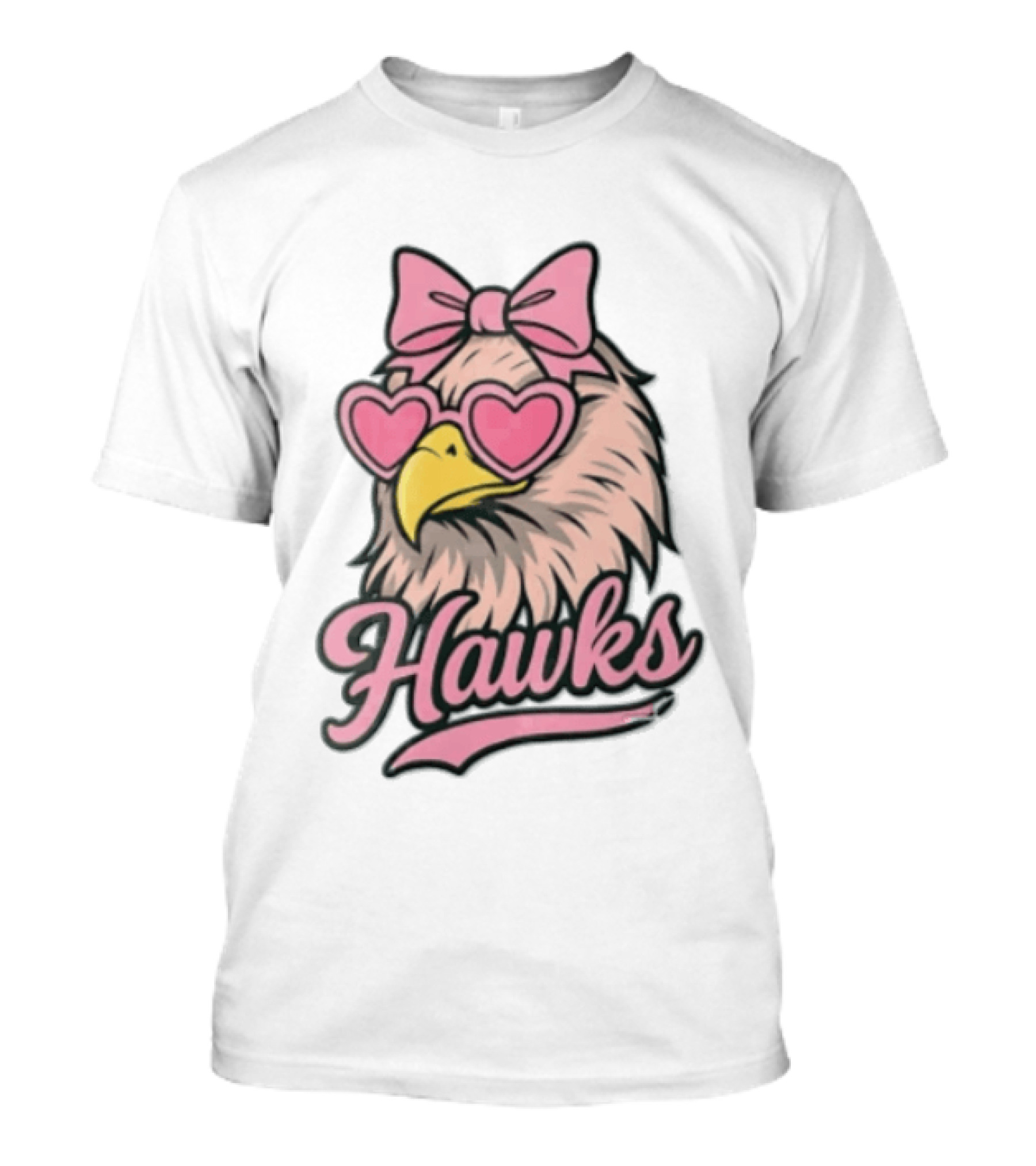 Hawks Eagle Pink Bow Heart Glasses T-Shirt
