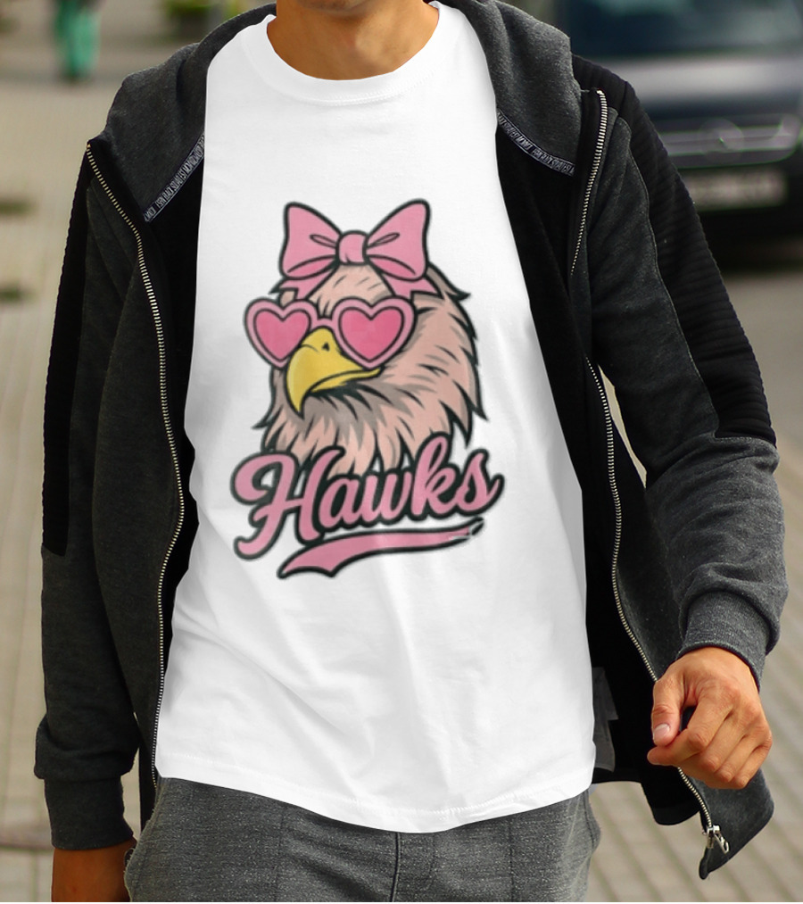 Hawks Eagle Pink Bow Heart Glasses T-Shirt