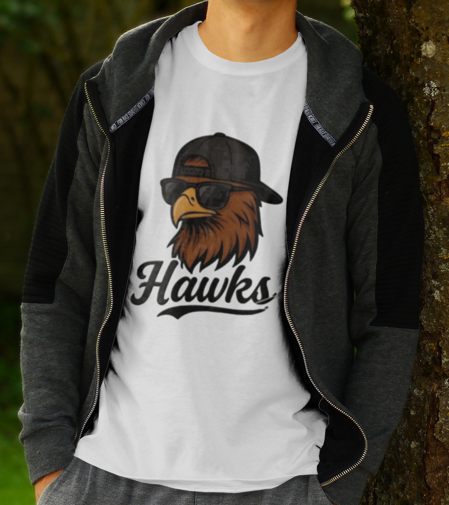 Hawks Eagle Wearing Sunglasses And Baseball Cap T-Shirt