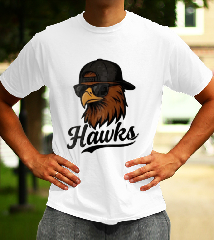 Hawks Eagle Wearing Sunglasses And Baseball Cap T-Shirt