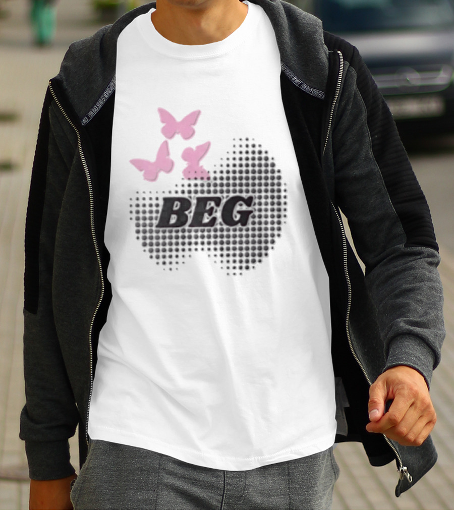 Pink Butterflies BEG Halftone T-Shirt