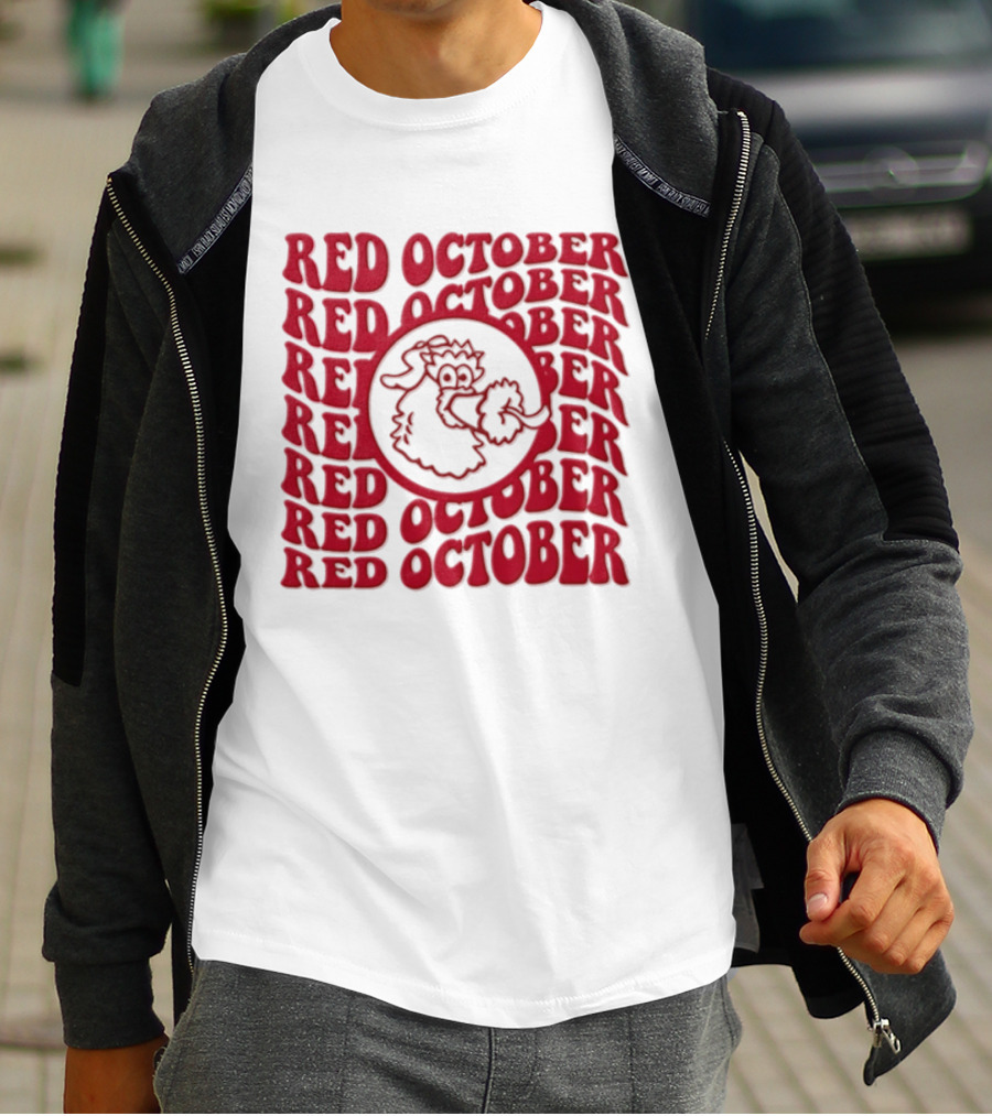 Philadelphia Phillies Red October 2023 Fan Gear With Phillie Phanatic T-Shirt