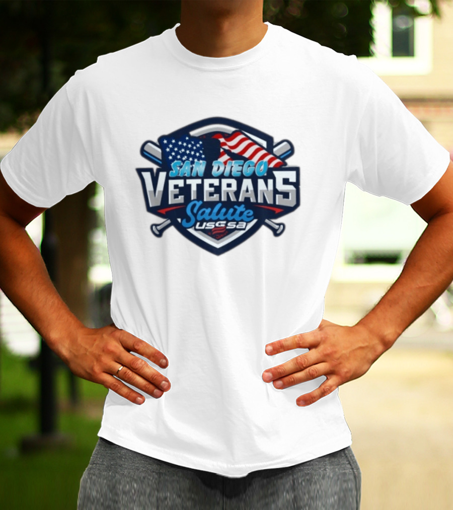 San Diego Veterans Salute USSSA Baseball Event American Flag T-Shirt