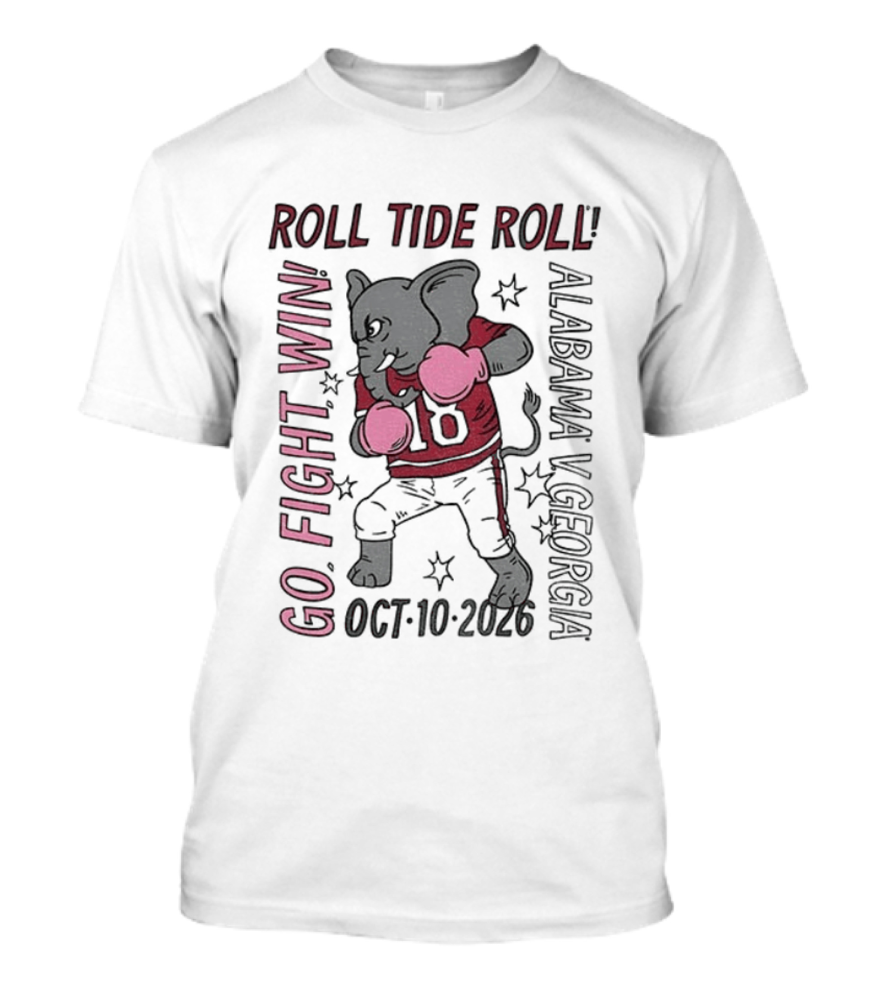 Alabama Crimson Tide Roll Tide Roll Go Fight Win October 10 2026 Vintage Elephant Boxing T-Shirt