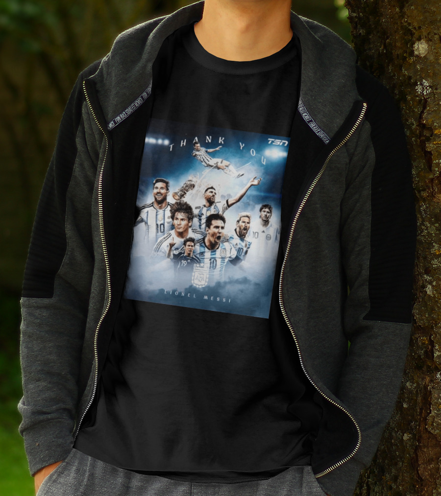 Thank You Lionel Messi TSN Argentina Soccer Legend With Trophy And Team Moments T-Shirt