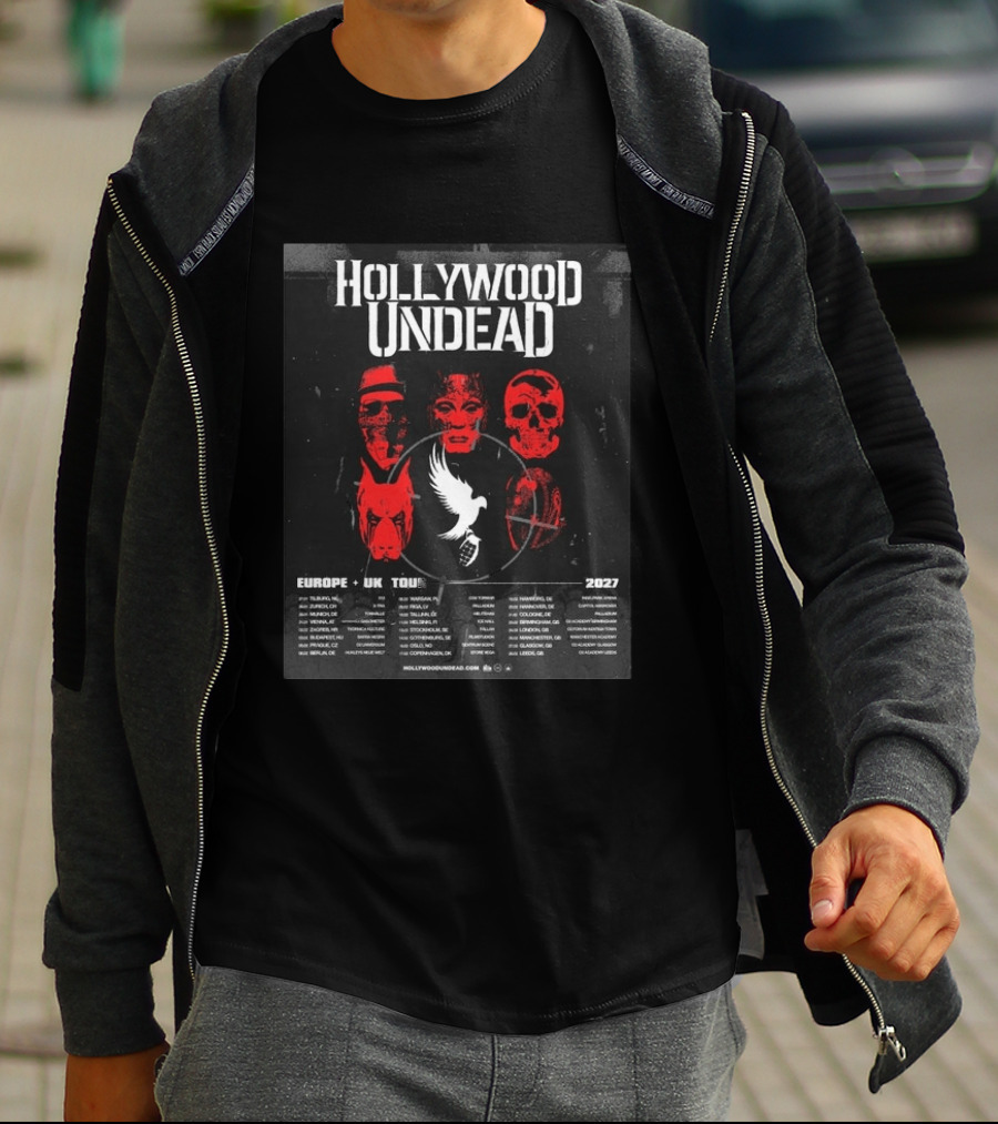 Hollywood Undead Europe UK 2027 Tour Cities And Mask T-Shirt