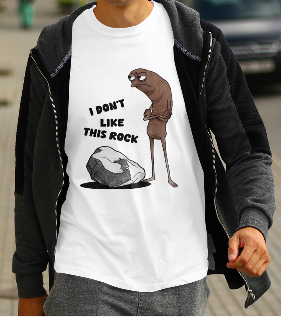 Marcus The Worm I Don't Like This Rock Grumpy Cartoon Expression T-Shirt