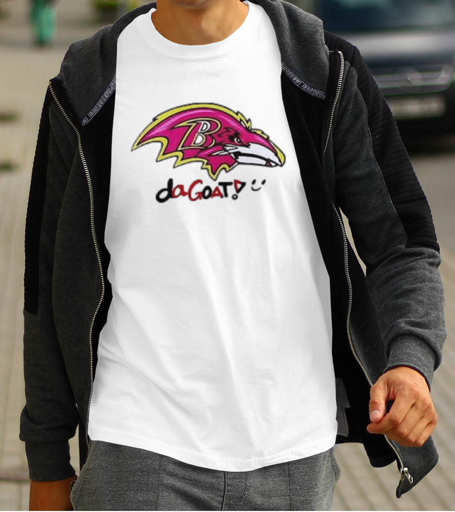 Baltimore Ravens Da Goat Pink Heroes Fighting Cancer T-Shirt