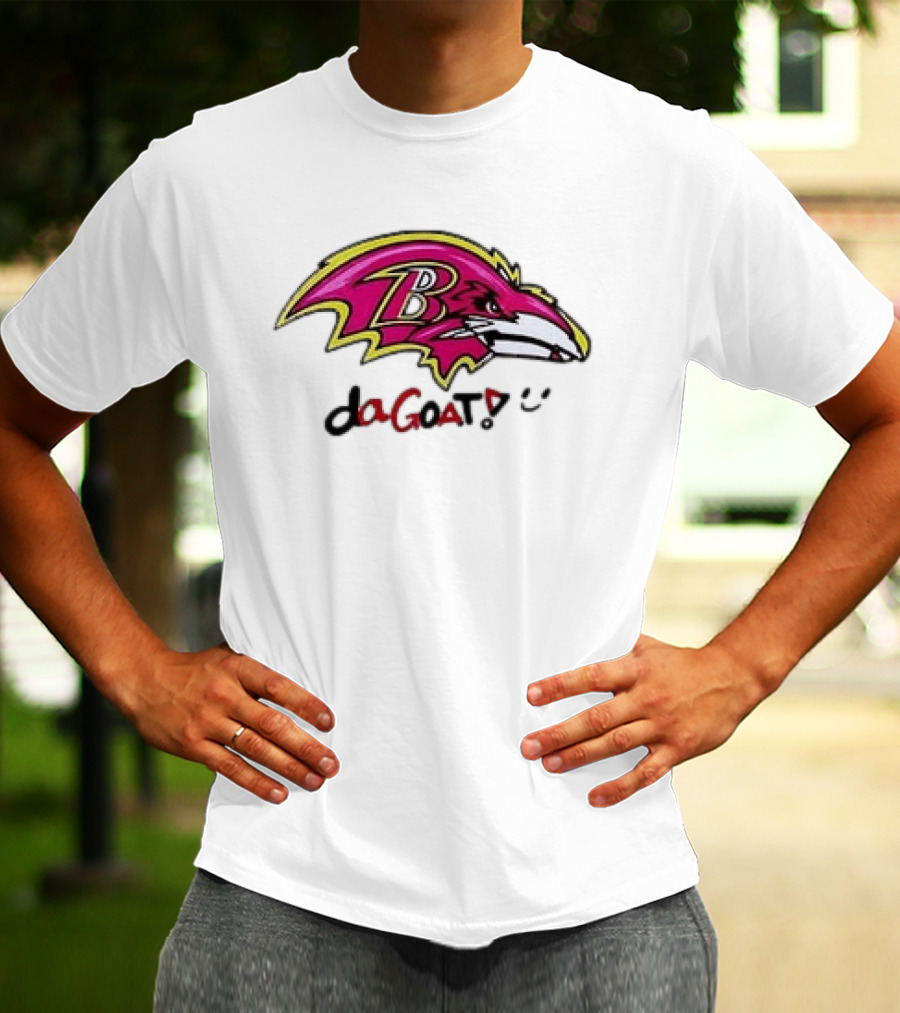 Baltimore Ravens Da Goat Pink Heroes Fighting Cancer T-Shirt
