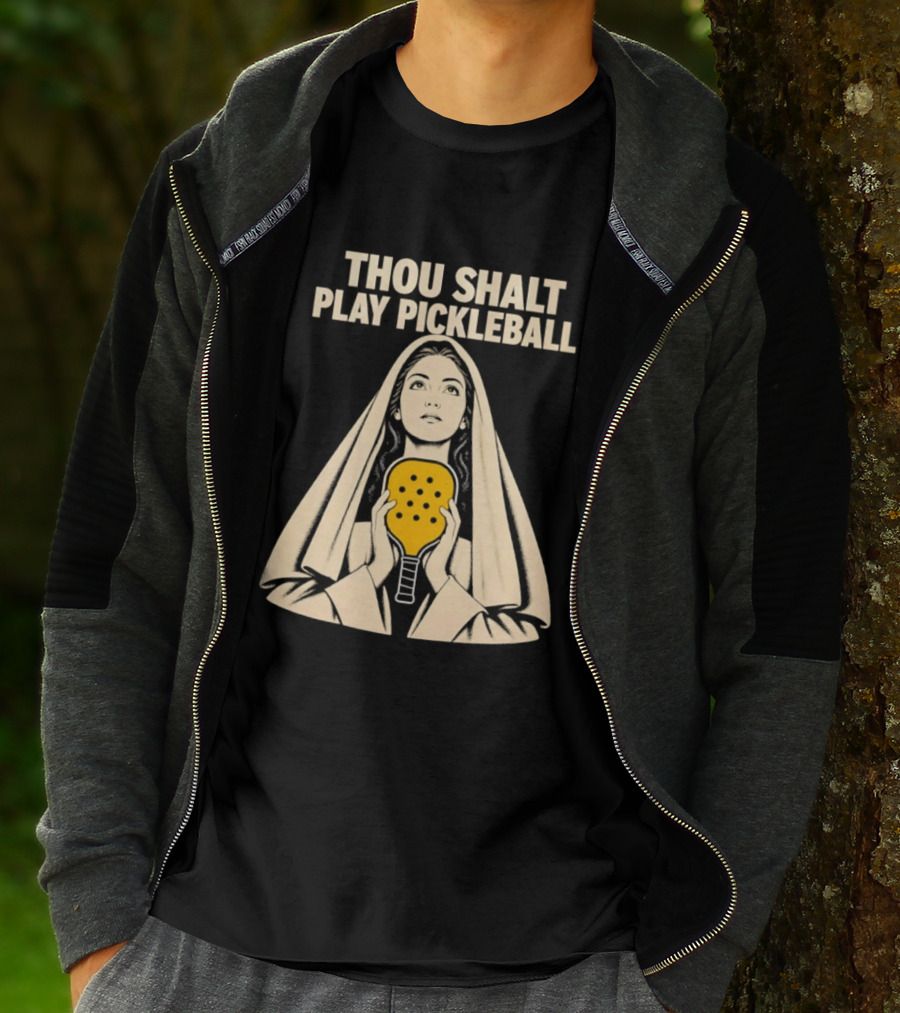 Thou Shalt Play Pickleball Religious Icon Mashup T-Shirt