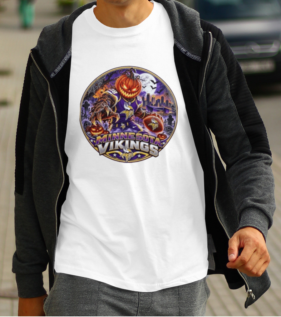 Minnesota Vikings Halloween Jack O' Lantern Football Spooky Night T-Shirt