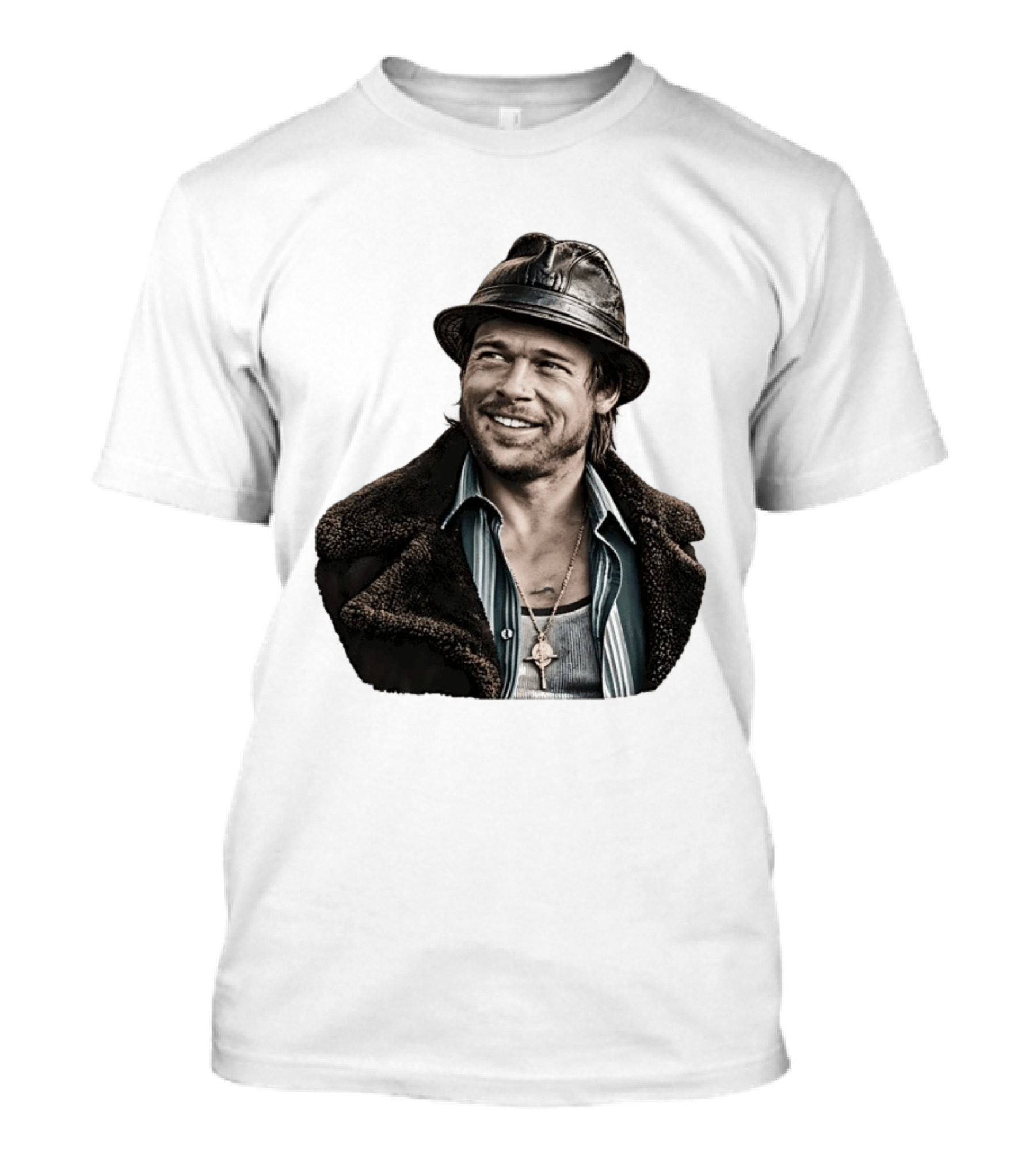 Brad Pitt Leather Jacket And Hat Style Killing Them Softly Jackie Cogan T-Shirt