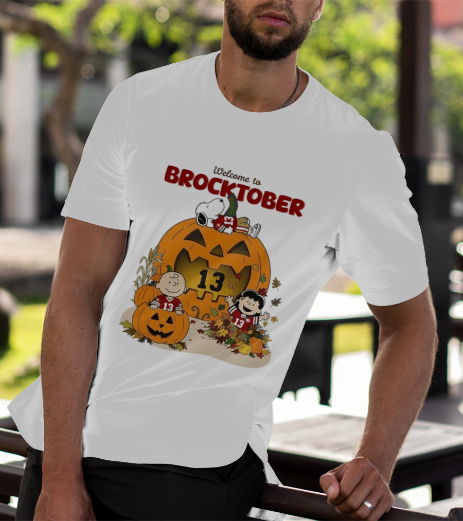 Brock Purdy San Francisco 49ers Welcome To Brocktober Peanuts Halloween Pumpkin Snoopy Charlie Brown T-Shirt