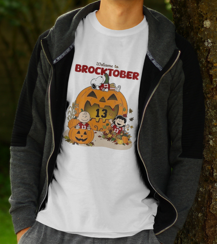 Brock Purdy San Francisco 49ers Welcome To Brocktober Peanuts Halloween Pumpkin Snoopy Charlie Brown T-Shirt
