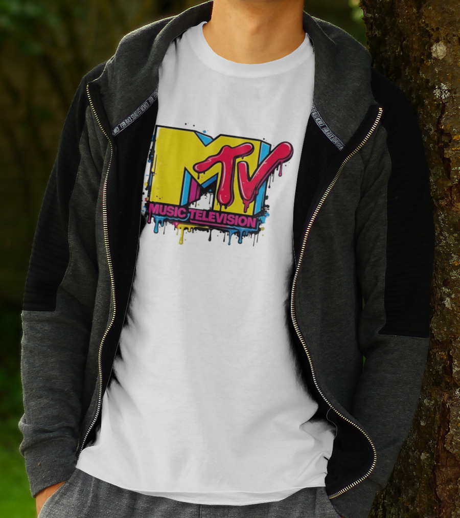 MTV Music Television 90s Nostalgia Bold Neon Drip T-Shirt