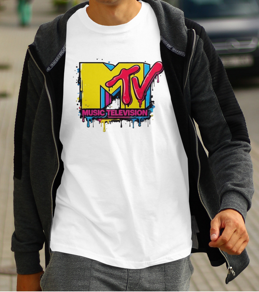 MTV Music Television 90s Nostalgia Bold Neon Drip T-Shirt
