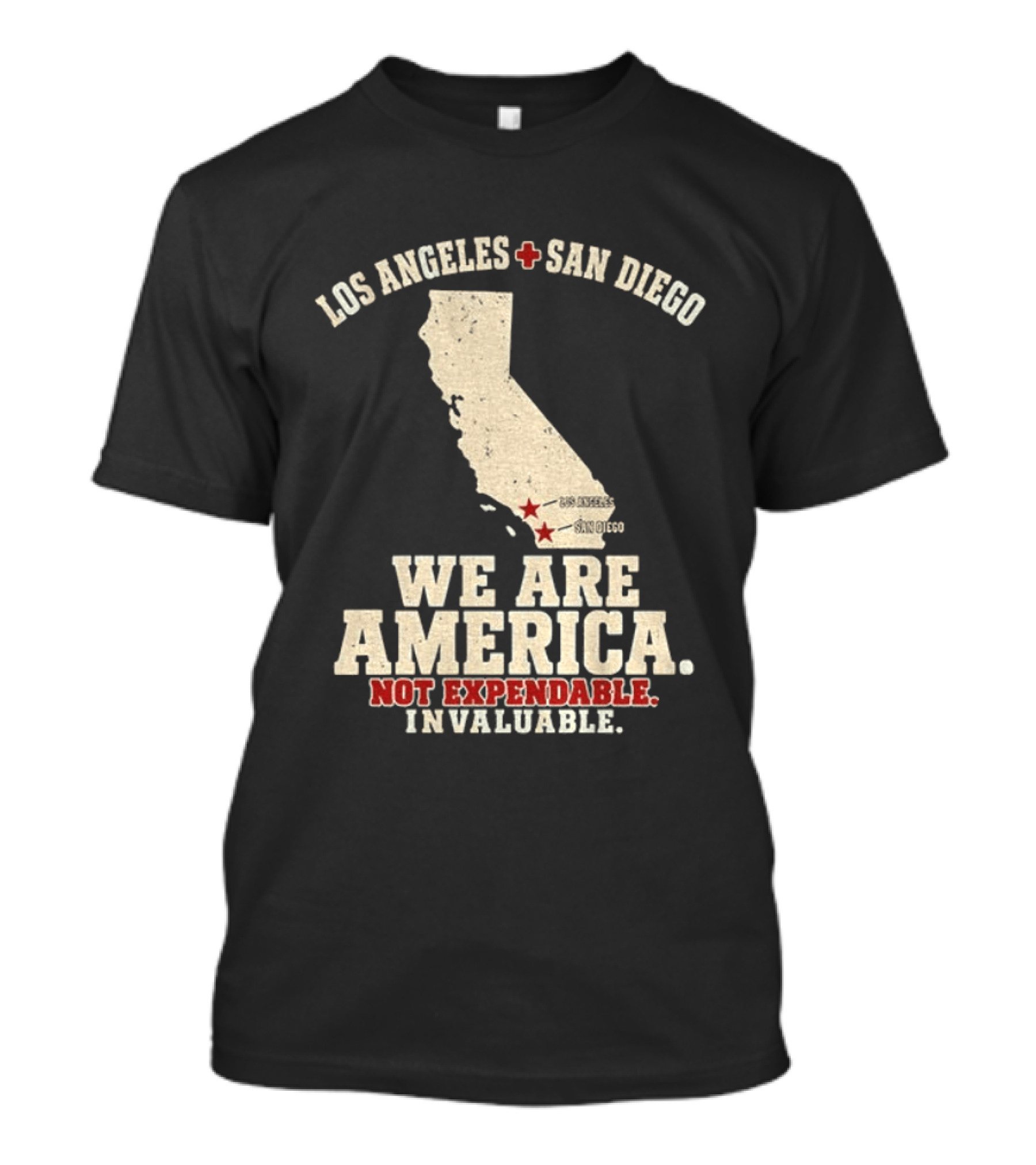 Los Angeles San Diego We Are America Not Expendable Invaluable California Pride T-Shirt