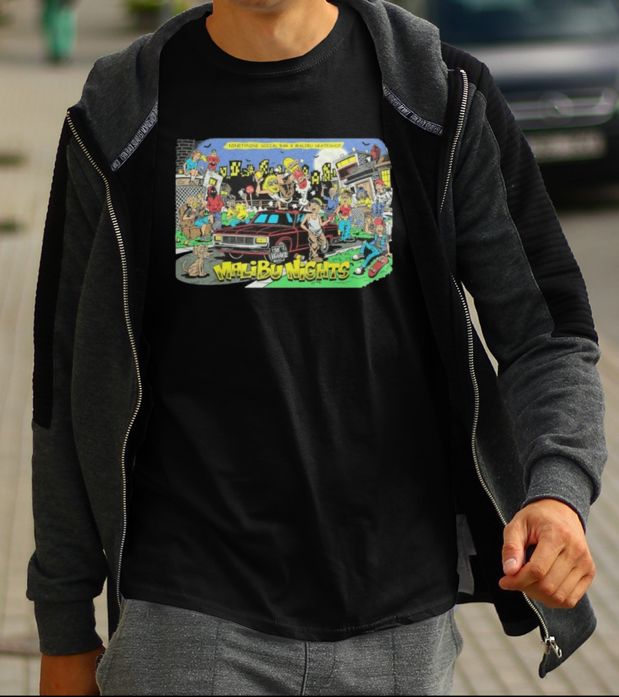 Malibu Nights NinetyNine Social Bar X Malibu Skateshop The Vigilante T-Shirt