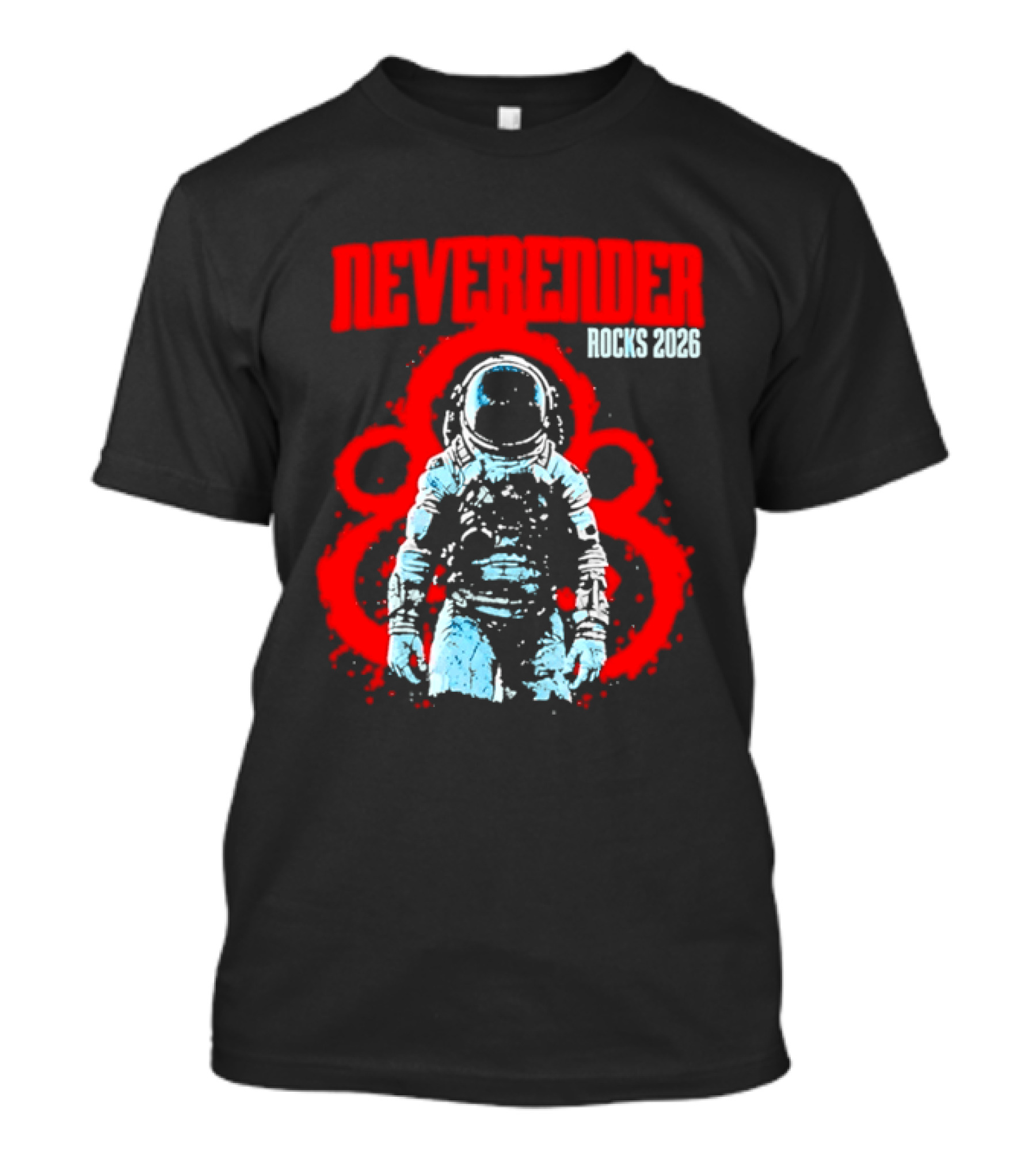 Neverender Rocks 2026 Astronaut Space Music Tour Splash T-Shirt