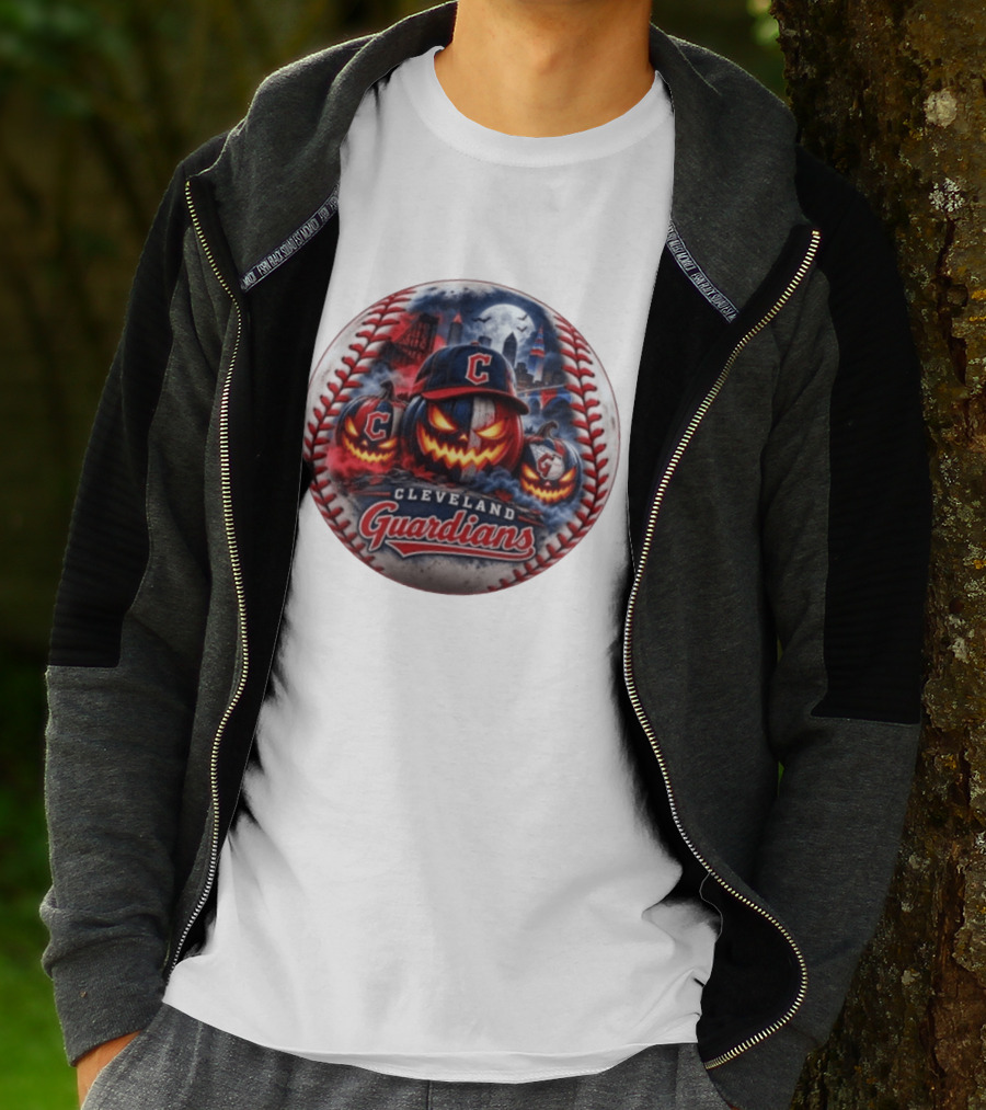Cleveland Guardians Halloween Jack O' Lantern Spooky Baseball T-Shirt