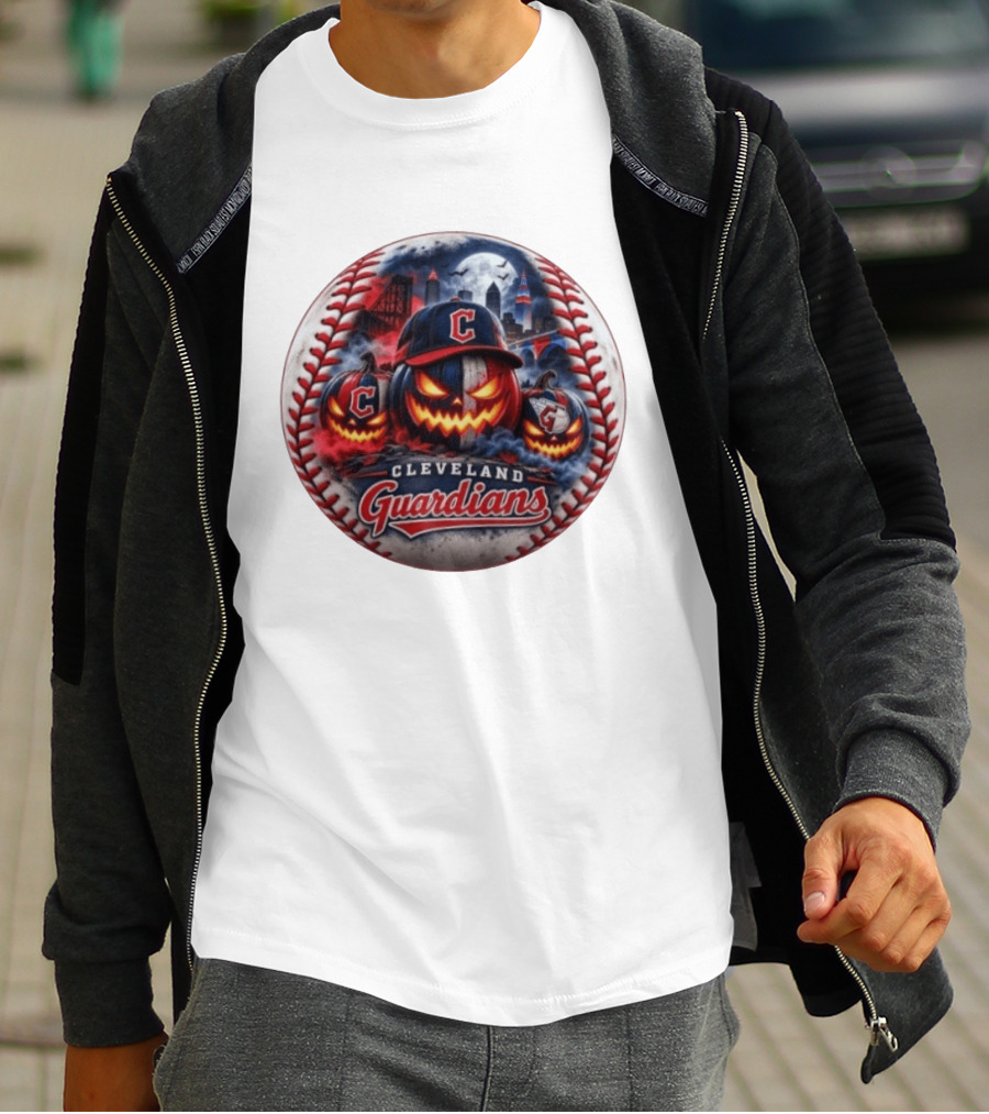 Cleveland Guardians Halloween Jack O' Lantern Spooky Baseball T-Shirt