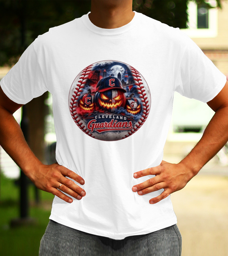 Cleveland Guardians Halloween Jack O' Lantern Spooky Baseball T-Shirt