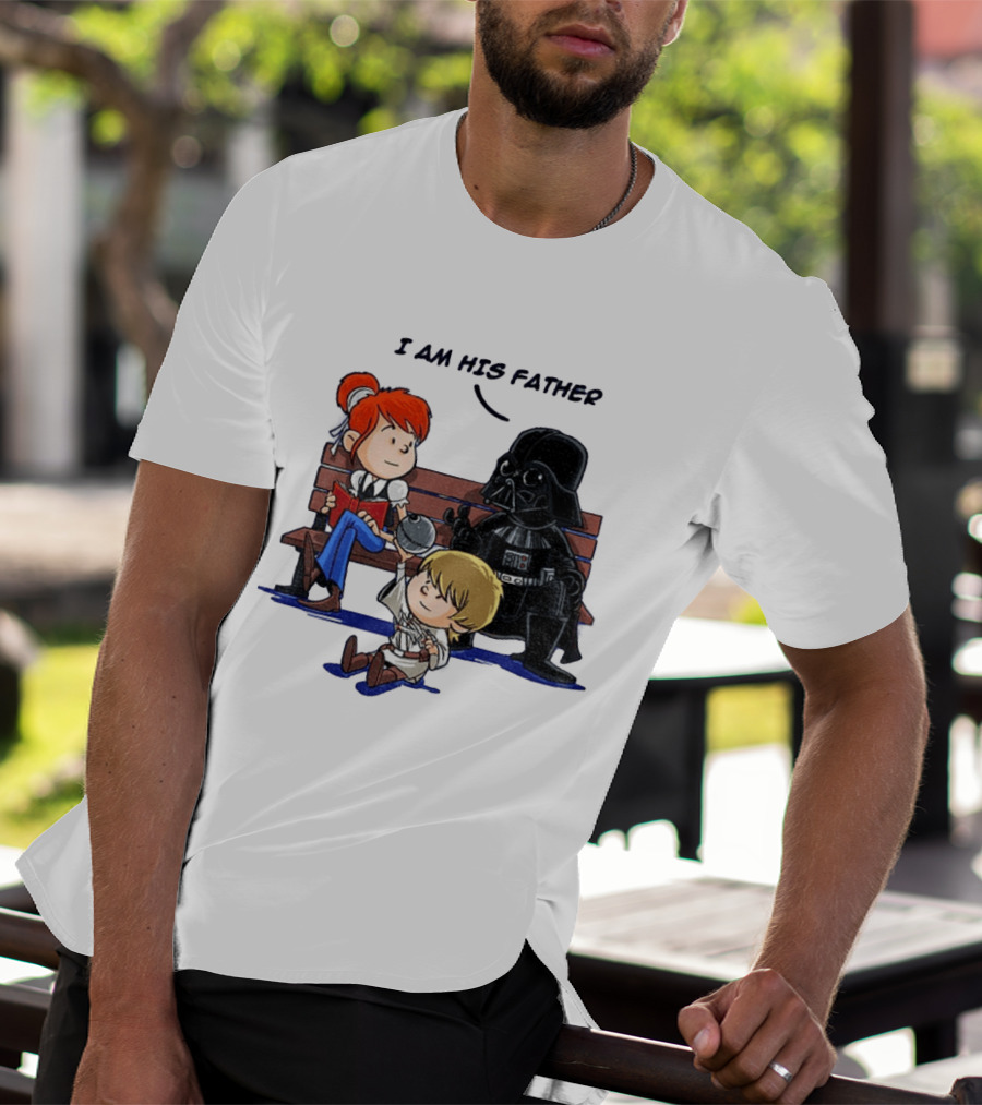 Darth Vader And Luke Skywalker I Am His Father Comic Style Bench Scene T-Shirt