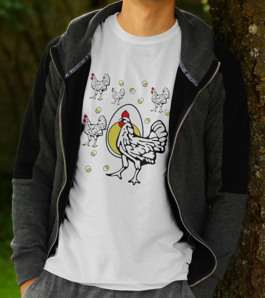 Farm Chicken And Egg Poultry Hen With Rooster And Eggs T-Shirt