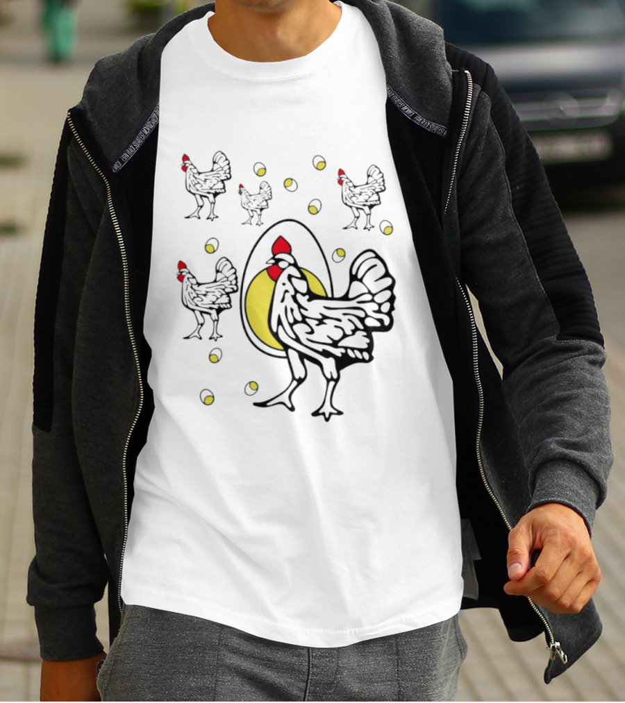 Farm Chicken And Egg Poultry Hen With Rooster And Eggs T-Shirt